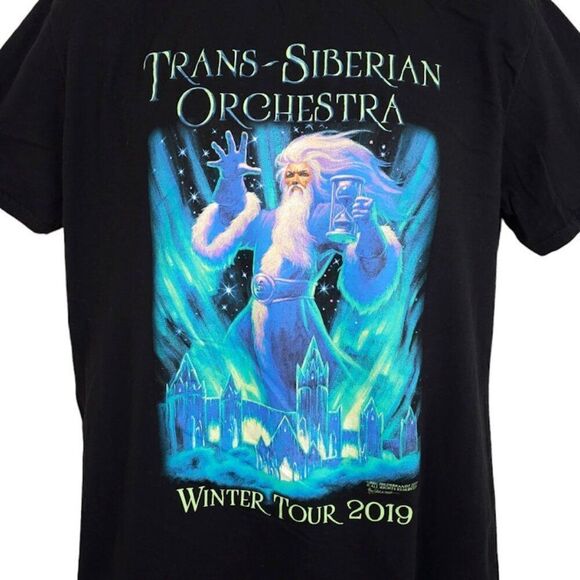 Trans Siberian Orchestra T Shirt Mens Size Large Black 2019 Winter Tour Wizard - Picture 1 of 9